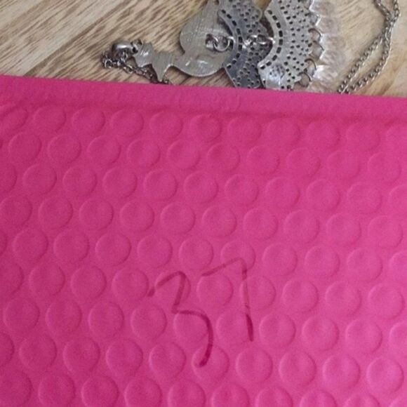 Peacock Necklace Pink Blue with Beads Extra Long - Picture 4 of 6